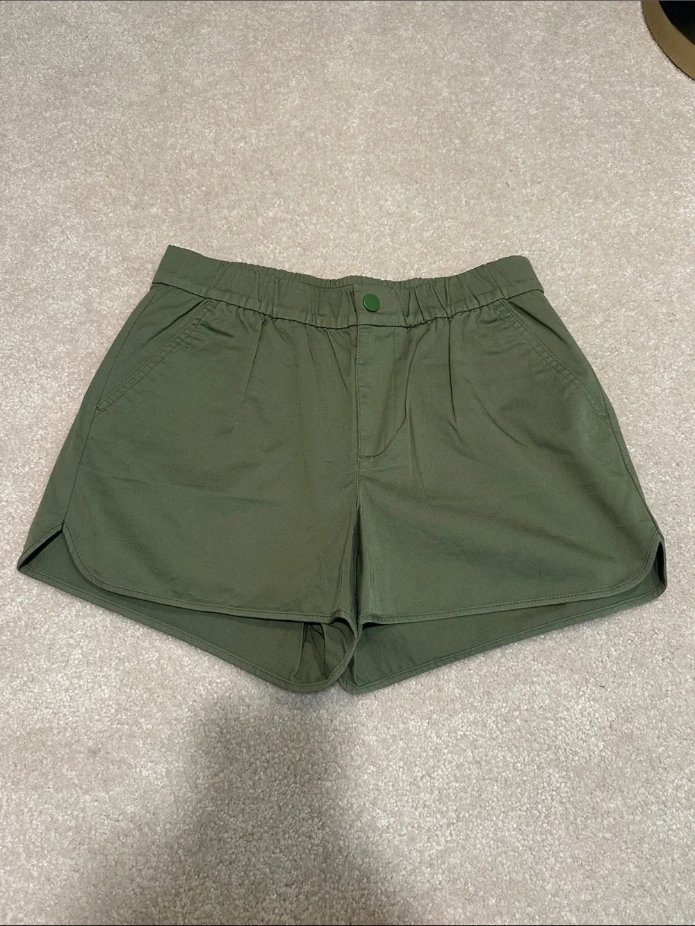 J. Crew Olive Athletic Shorts with Elastic Waist